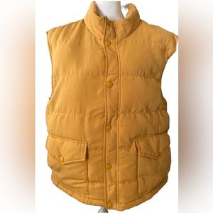 St. John's Bay quilted Cargo Vest Golden yellow Blue Plaid puffer lined Men’s XL